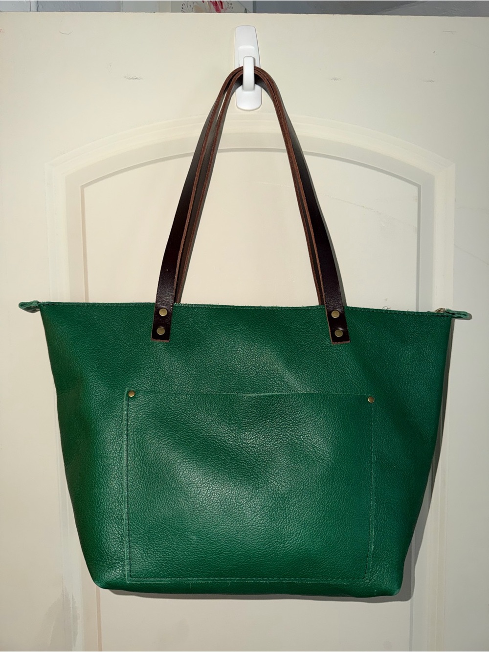 Portland Leather Bacalar Green Tote with Zipper